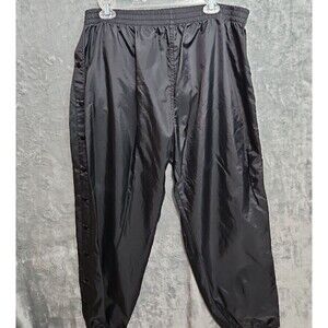 Pinnacle Mens XL Nylon Pants Breakaway Snap Sides Black Outdoor jogger style